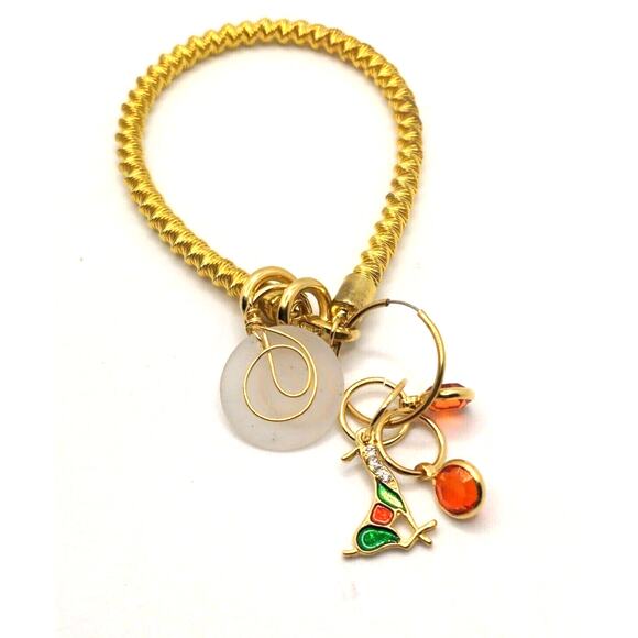 Gold Tone Stackable Bangle Bracelet With Charms ~New - Picture 10 of 10